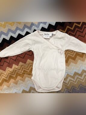 Baby Dior Cream Long-Sleeve Kimono Bodysuit